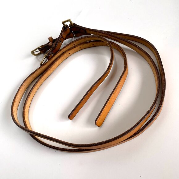 Lucia Nenickova Vintage Double Buckle Leather Belt Tan Brown Adjustable Belt - Picture 8 of 10